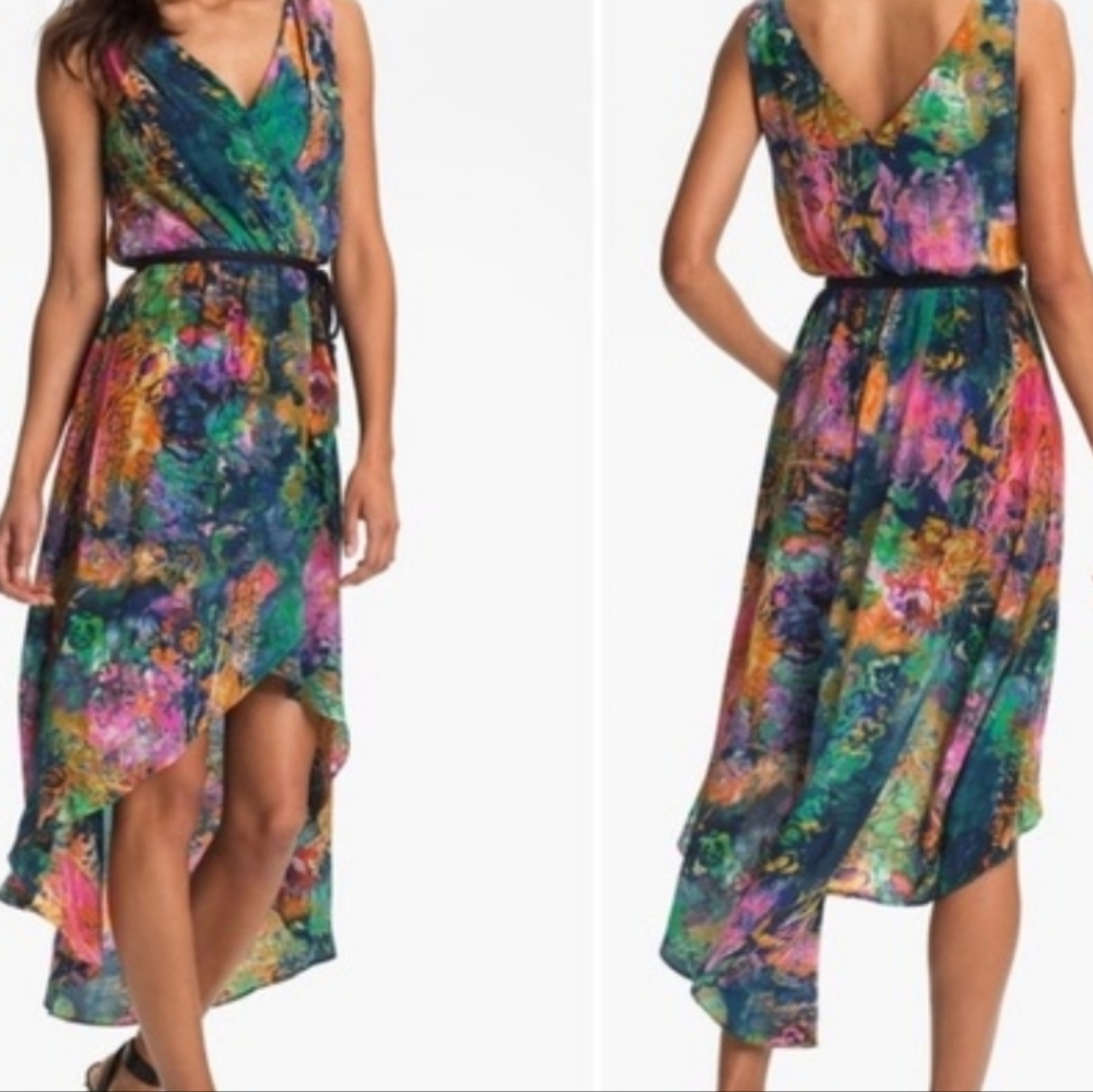 Suzi Chin for Maggy Boutique Vibrant High Low Silk Dress